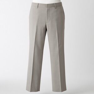 Perry Ellis Mens Gray Flat Front Wool Dress Pants 36 x 30 Tailored Trousers
